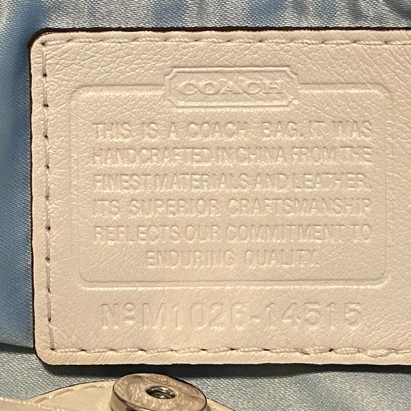 Coach Purse Carry All Shoulder Bag Multi Pocket White/Brown/Begie - Picture 8 of 8